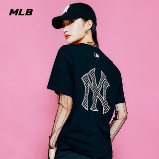 Mlb เสื้อยืดลําลอง แขนสั้น คอกลม พิมพ์ลายโลโก้ ขนาดใหญ่ แฟชั่นฤดูใบไม้ผลิ และฤดูร้อน สําหรับผู้ชาย และผู้หญิง