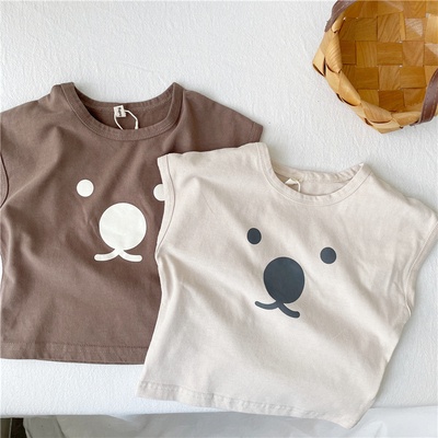 เสื้อท็อป ลายการ์ตูนหมีน่ารัก แฟชั่นฤดูร้อน สําหรับเด็กวัยหัดเดิน อายุ 6-36 เดือน