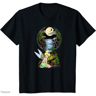 แขนสั้นcrew neckเสื้อยืดคอกลม แขนสั้น ผ้าฝ้าย พิมพ์ลายกราฟฟิค Peter Pan Tinkerbell Keyhole แฟชั่นฤดูร้อน สําหรับผู้ชายS-