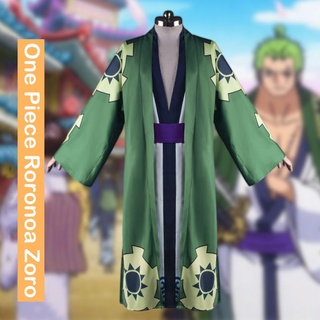 Roronoa Zoro ชุดคอสเพลย์ ชุดกิโมโน เสื้อคลุม เสื้อคลุม เข็มขัด เสื้อคลุม ครบชุด สําหรับผู้ชาย ผู้หญิง บวกวิกผม