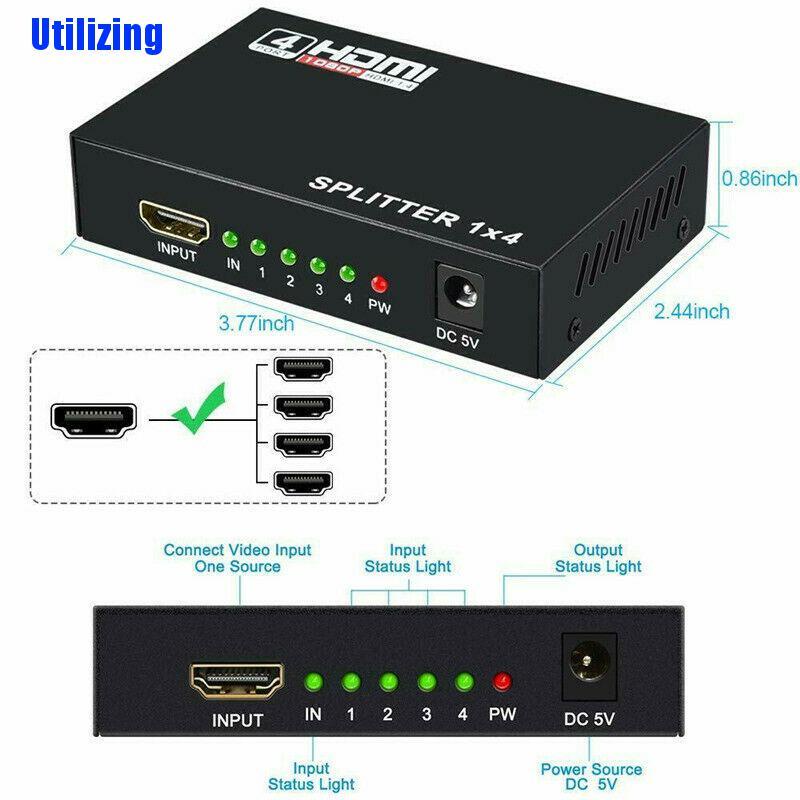 [Utilizing] 1X4 Full Hd Hdmi Splitter 4 พอร์ต Hub เครื่องขยายเสียง V1.4 3D 1080P 1 In 4 Out
 #1