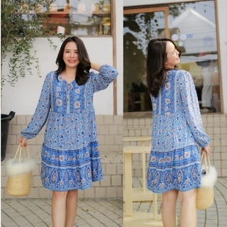 MASS Fashion : เดรสสั้น สไตล์โบฮีเมียน Dress - Boho Rayon มี 2 สี