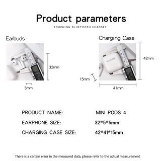 Pro4 ไร้สายบลูทูธ 5.0 In Earpods พร้อมเสียงสเตอริโอไฮไฟ เหมาะสําหรับสมาร์ทโฟนพร้อมฟังก์ชั่นบลูทูธ