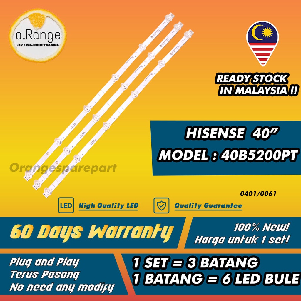 BACKLIGHT 40B5200PT (TV 40" LAMP) HISENSE 40"INCH LED TV 40B5200 40B5200P Mla9 40" (โคมไฟ) INCH