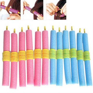 💎♥ 12Pcs ฟองน้ำผมม้วนผม Roller Heatless DIY Salon Hairdressing Tool