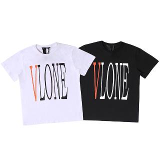 vlone เสื้อยืดลําลองสําหรับ unisex ผ้าฝ้ายแขนสั้นทรงหลวมขนาดพลัส