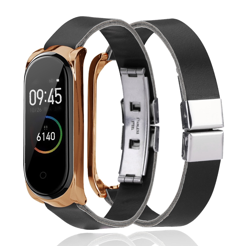 สําหรับ XiaoMi Mi Band 4/5/6/7/8 สายนาฬิกาข้อมือสมาร์ทวอทช์ แฟชั่น สายหนัง ย้อนยุค สายรัดข้อมือ