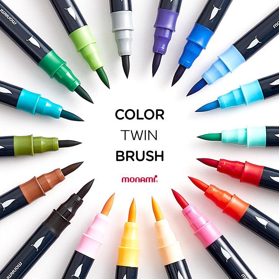 Monami ปากกาพู่กันคู่ สีน้ํา DIY สําหรับวาดภาพระบายสี เขียนพู่กัน ของขวัญโรงเรียน