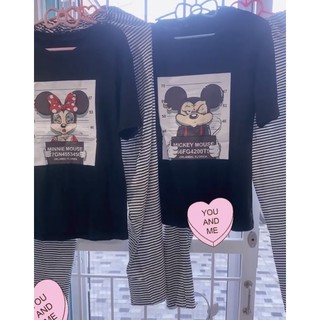 ชุดคู่ mickey&amp;minnie ชุดเซ็ท น่ารักมาก🐣❤️🔥พร้อมส่ง🔥คอลแลคชั่นใหม่2021 ผ้ายืด  ผ้านิ่ม ใส่สบาย