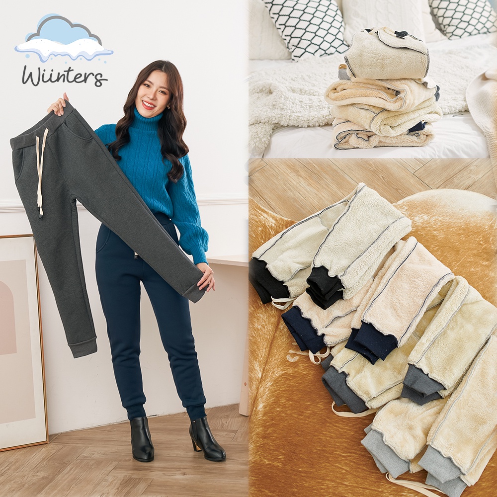 (S-3XL) กางเกงวอร์มบุขน [ Clásico Warm Pants ] ปลายขาจั๊ม พร้อมเชือกผูกเอว สุดคลาสสิค