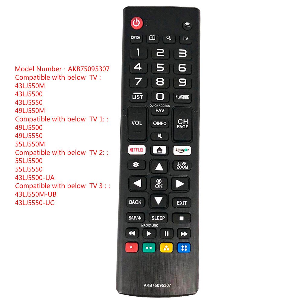 ใช้สําหรับ LG akb75095307 สมาร์ททีวีรีโมทคอนโทรลเปลี่ยนรีโมทคอนโทรลทีวีสําหรับใช้งานร่วมกับ LG TV 43