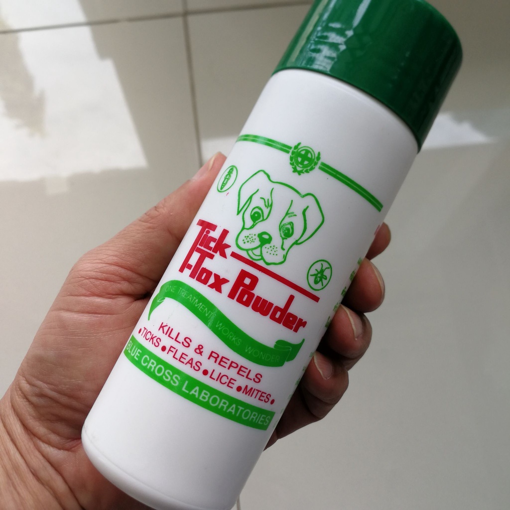 Tick-Tox แป้งเห็บหมัด หมา แมว ไล่แมลง 1 กระป๋อง 180 gm ใช้แล้วเห็นผล สบายใจ ทิคทอคซ์ เป็นผงกำจัดแมลง