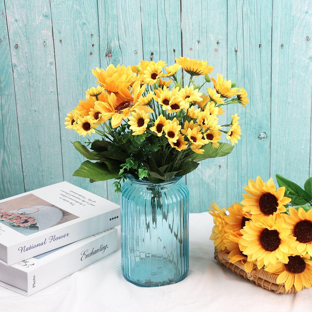 Eniang815 5/7/22 หัวผ้าไหมดอกทานตะวัน DIY Craft ตกแต่งบ้านสีเหลืองสดใสตกแต่งงานแต่งงาน - รูปที่ 5