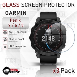 MLIFE - กระจก 2.5D นาฬิกา Garmin Fenix 7 / 6 / 5 ฟิล์มกันรอย กระจกนิรภัย เต็มจอ เคส สายนาฬิกา สายชาร์จ Tempered Glass