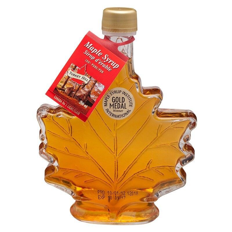 Work From Home PROMOTION ส่งฟรีเมเปิ้ลไซรัป จากแคนาดา Turkey Hill Maple Leaf Syrup 250ml น้ำเชื่อมเมเปิ้ล ขวดแก้วทรงใบเมเปิ้ล  เก็บเงินปลายทาง