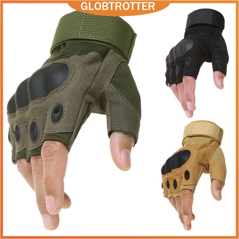 Globetrotter ถุงมือปั่นจักรยานกลางแจ้งครึ่งนิ้วยุทธวิธีคุณภาพสูง