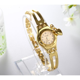 นาฬิกาข้อมือผู้หญิงสายสแตนเลสสีทอง Round Dial Luxury