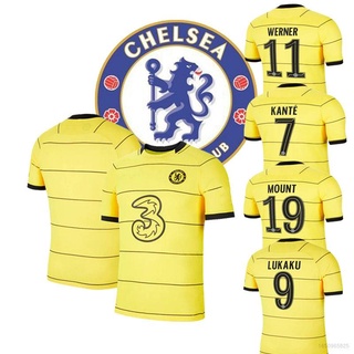 เสื้อกีฬาแขนสั้น ลายทีมฟุตบอล Chelsea Football Away game Jersey Werner Kante Lukaku 2021-22 ชุดเยือน คุณภาพสูง