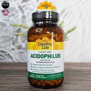 [Country Life] Acidophilus with Pectin 250 Vegan Capsules แอซิโดฟิลัส เพื่อสุขภาพการย่อยอาหาร