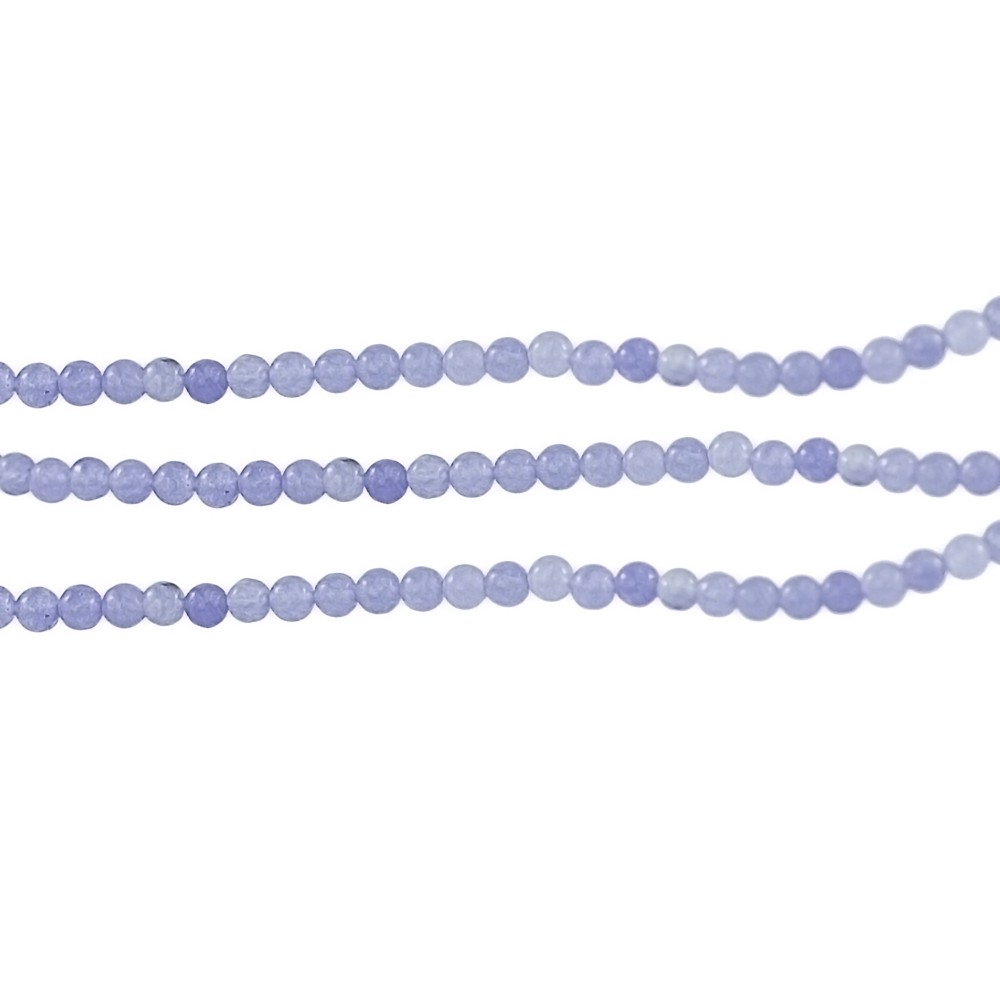ลูกปัดหินแท้ เซ็ต 3 เส้น เม็ดกลม หินหยก (Jade) 4 mm - (LZ-0218 สีม่วง)