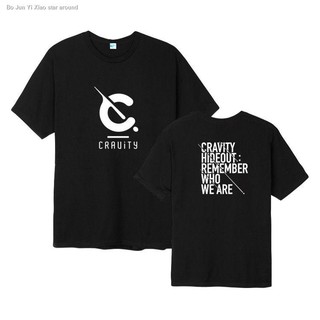 HOT♦℡ชุด CRAVITY เปิดตัวรอบ ๆ เสื้อยืดแขนสั้นแบบเดียวกันสำหรับผู้ชายและผู้หญิงด้านบน