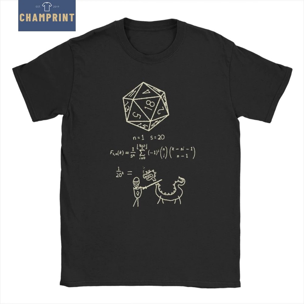 คอตต้อนคอกลมเสื้อยืดพิมพ์ลายลูกเต๋า D20 DnD Dungeons และมังกร 20 ด้านสําหรับผู้ชายS-5XL
