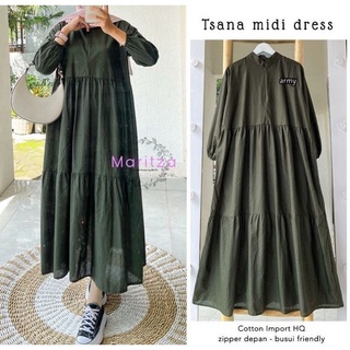 Tsana Midi Dress Material Cotton RAYON VISCOSE Midi Dress ชุดเดรสเกาหลี ผู้หญิง Gamis ชุดเดรส Midi Dress ผู้หญิง รุ่นใหม่ล่าสุด 2022