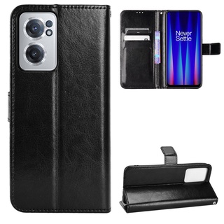 เคสโทรศัพท์หนัง PU ฝาพับ พร้อมช่องใส่บัตร และสายคล้อง หรูหรา สําหรับ OnePlus Nord CE2 CE 2 5G