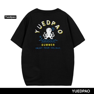 Yuedpao ยอดขาย No.1 รับประกันไม่ย้วย 2 ปี ผ้านุ่ม เสื้อยืดเปล่า เสื้อยืด Oversize Black tako wasabi print