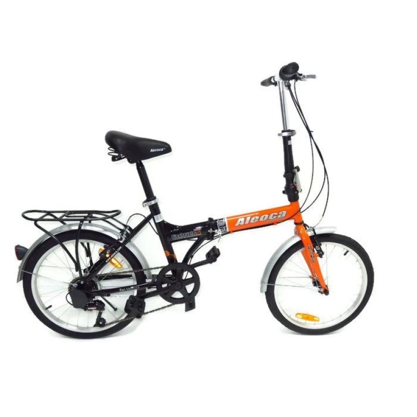 ALEOCA จักรยานพับได้ รุ่น Pieghevole ล้อ 20 นิ้ว, 6 สปีด, สีดำ/ส้ม พร้อมไฟท้าย