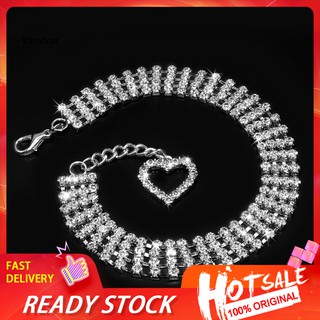 ✡CWG✡Bling Rhinestone Dog Collars Puppy Necklace with Heart Charm Cute for Small Dogs