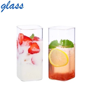 GLASS แก้วน้ำ แก้วกาแฟ ทรงเหลี่ยม สีใส ขนาด 200 - 400 ml