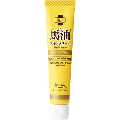 Loshi Moist Aid ครีมบํารุงผิว น้ํามันม้า ซ่อมแซมผิว 40 กรัม / Bayu / Moisture Skin Cream Horse Oil / Skin Care / Roland / Фффф Japan

