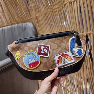 COACH X PEANUTS WARREN BELT BAG IN SIGNATURE CANVAS WITH VARSITY PATCHES (COACH C4028)