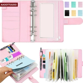 7 colors Loose-leaf Notebook Binder Budget Planner Organizer Cover Pockets Cash Wallet PU Leather