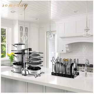 Someday 8-Layer Adjustable Pan Organizer – Heavy-Duty Pot & Lid Storage Rack for Kitchen