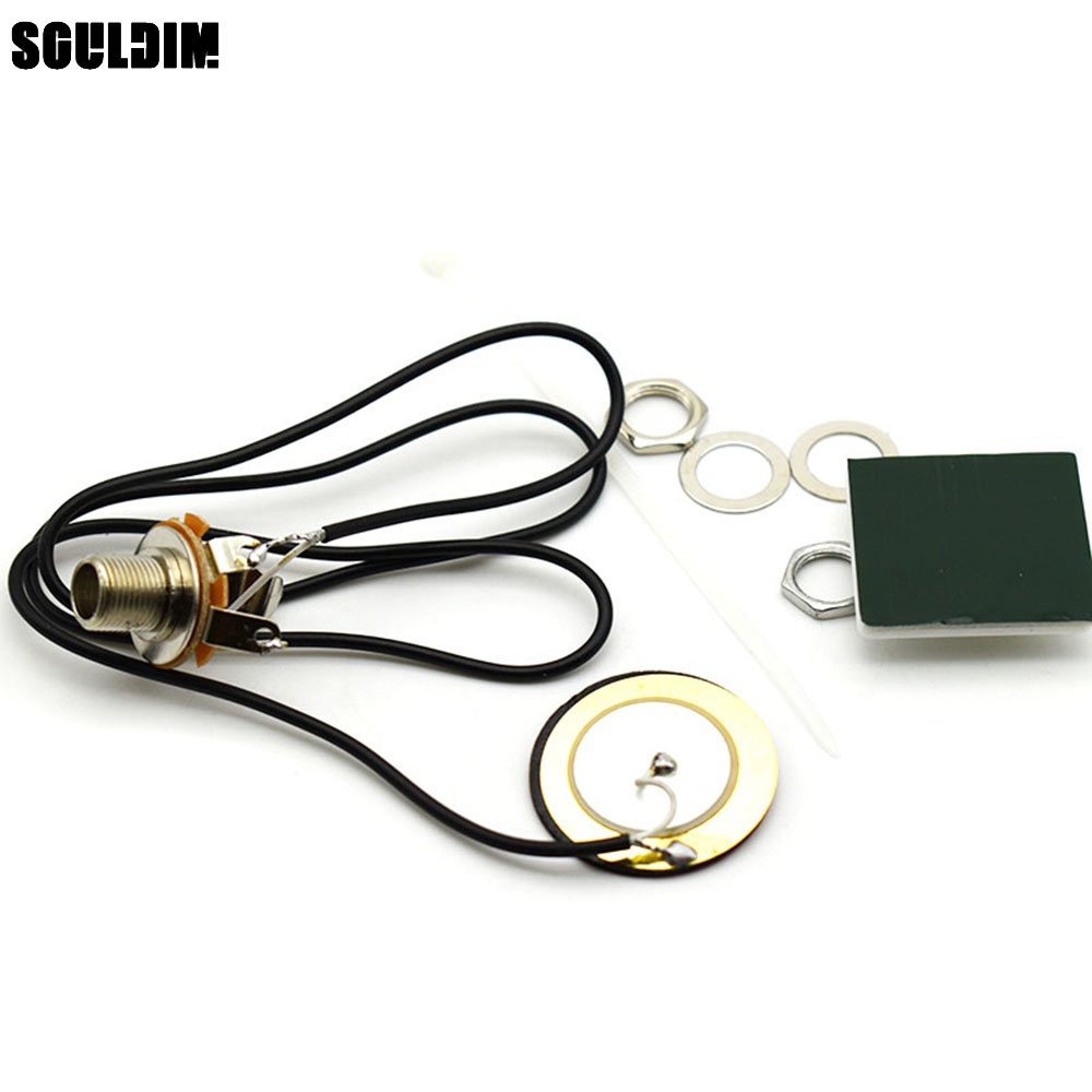 Guitarra Buzzer Pickup Piezo Transducer Prewired เครื่องขยายเสียง 6.35 มม.แจ็คสําหรับกีตาร์อะคูสติก Ukulele กล่องซิการ์กีตาร์
