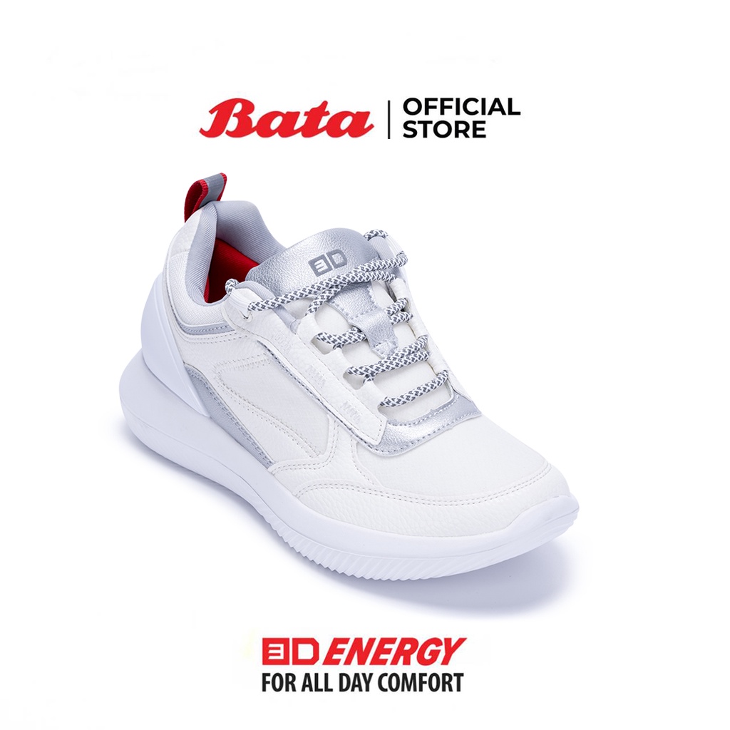 Bata บาจา รองเท้ากีฬา รองเท้าผ้าใบ Memory Foam สนีกเกอร์เล่นกีฬา สำหรับผู้หญิง รุ่น 3D Anergy 2 สีขาว 6291616
