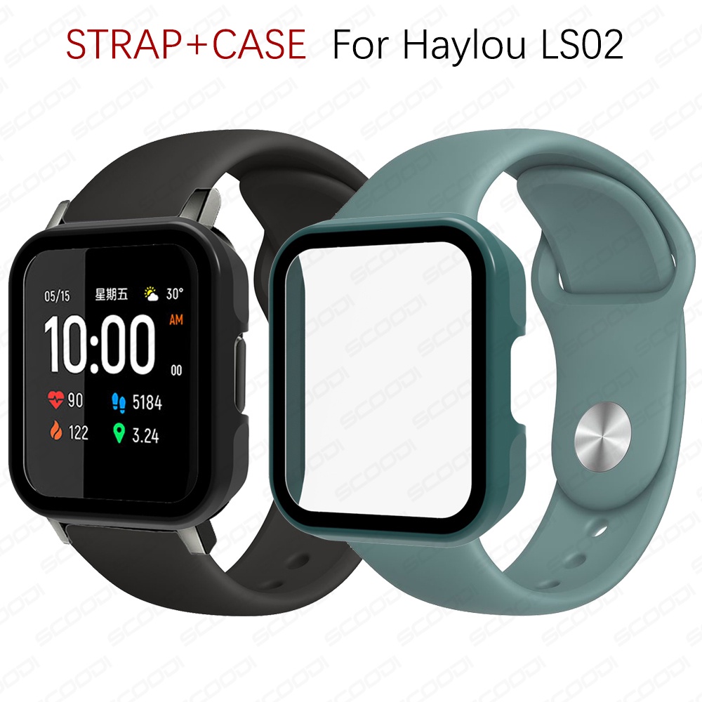 2in1 สายนาฬิกาข้อมือ พร้อมกระจกกันรอย สําหรับ Haylou LS02 / LS02 pro Smart Watch Band +Cover