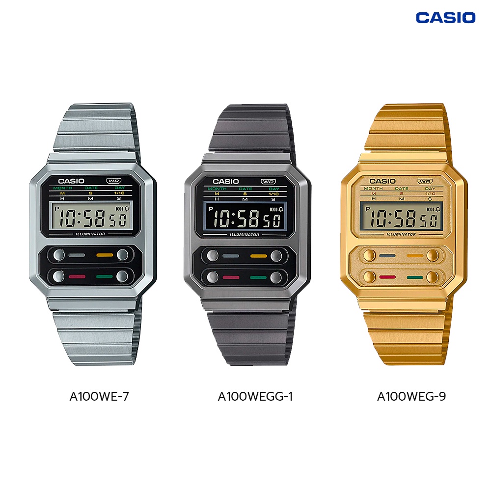 นาฬิกา CASIO RETRO SERIES รุ่น A100WE-1A / A100WEG-9A / A100WEGG-1A / A100WEL-1A / A100WEF / A120WE