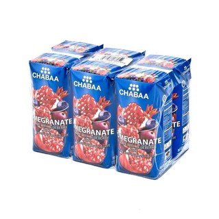 ชบา น้ำทับทิมผสมน้ำองุ่นและบลูเบอร์รี่ 40% ขนาด 180 มล. แพ็ค x 6 กล่อง Chaba Pomegranate mixed with grape juice and 40%