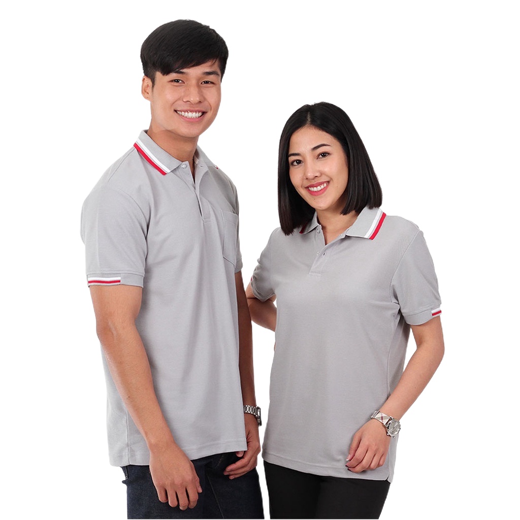 new product promotion ✙เสื้อโปโล สีเทาอ่อน PK092  - PMK Polomaker