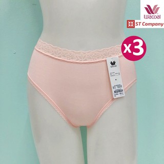 Wacoal Panty กางเกงใน ทรง Bikini ขอบลูกไม้ สีส้มพีช (3 ตัว) กางเกงในผู้หญิง วาโก้ ครึ่งตัว ผู้หญิง WQ6M02 WU1M02