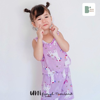 Unifriend Thailand เสื้อกล้ามเด็ก และกางเกงขาสั้น (เซท) รุ่น 22ss/Bamboo Sleeveless-Purple Unicorn Balm