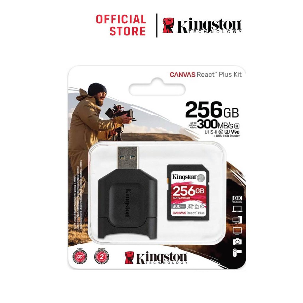 Kingston 256GB Canvas React Plus SD Card 4K/8K ความเร็ว 300MB/s (MLPR2/256GB)