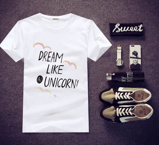 เสื้อยืดสกรีนลาย Unicorn ใส่สบายๆ ไม่ยืด ไม่ย้วย