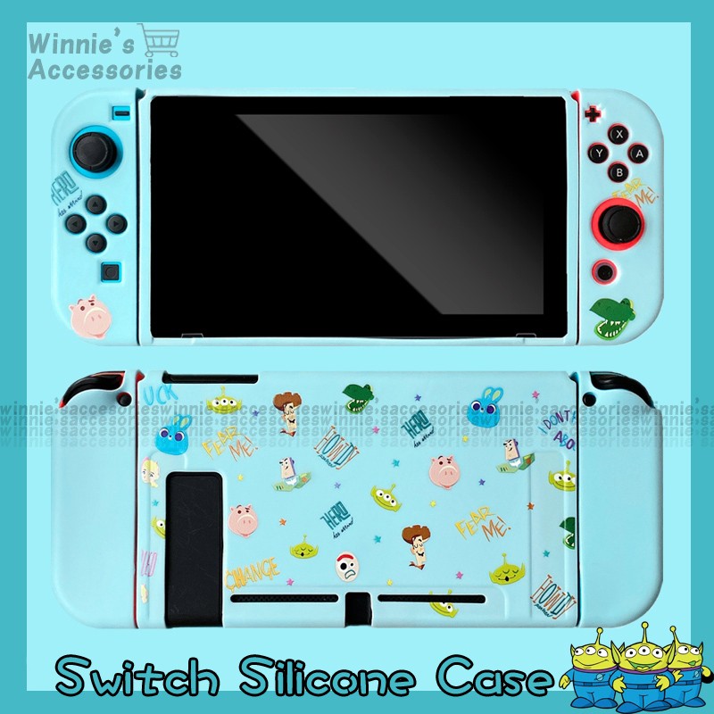 Full Switch ฝาครอบป้องกัน Case เคสซิลิโคน Disney Cartoon Cover สำหรับ Nintendo Switch NS สำหรับ Joy-Con Soft Gel Shock-Proof Toy Story Case Cover Glass Protector Film