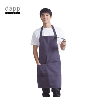 dapp Uniform ผ้ากันเปื้อน เต็มตัว สายคล้องคอ Neil Stripe Adjustable button Strap Bib Apron สียีนส์(APNN1018)