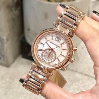 นาฬิกาข้อมือผู้หญิง Michael Kors 38mm Watches Sawyer Watch Rose Gold-tone Stainless Steel ขอฃใหม่ ของแท้ 100%