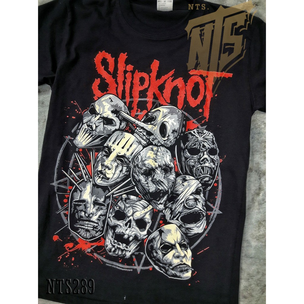 NTS 289 Slip knot เสื้อยืด ลายวงดนตรี ซิลค์สกรีน ผ้าคอตตอนหนานุ่ม ไม่หดไม่ย้วย สีดำ S M L XL XXL